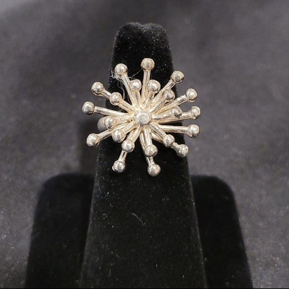 Starburst Sterling Silver Ring Sz 6 - Picture 2 of 6